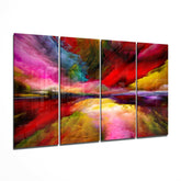 Colorful Clouds 4 Pieces Mega Glass Wall Art (59"x36") | Insigne Art Design.